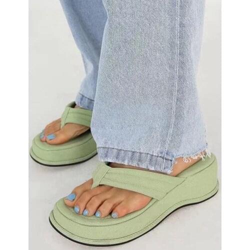 2021 Summer Women Slipper Fashion Wedges Plafrom Sandals Ladies Slip-On Flip Flops Outdoor Casual Beach Slides Female Zapatos Mu