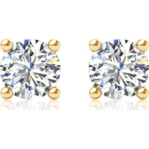 Szjinao 1.2ct*2 Moissanite Earrings Stud For Women Real 925 Sterling Silver 14K Gold Plated Diamond Earrings Flower Fine Jewelry