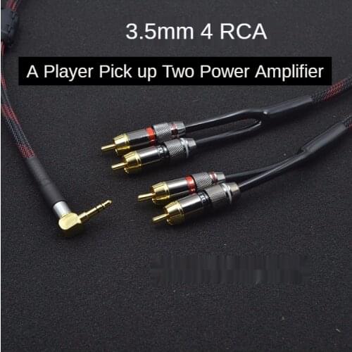 Jack male 1One to four 4 rca amplifier speaker cable 3.5Turn4RCA Computer with two sets of speaker audio cable 3.5mmTurn Lotus