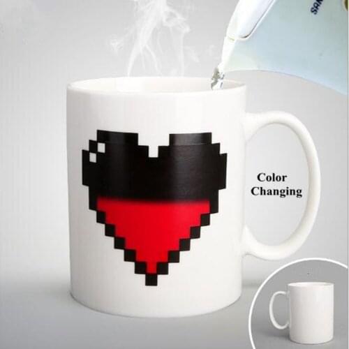 Magic Mug Loving Heart Temperature Color Changing Mug Heat Sensitive Cup Coffee Tea Milk Mug Valentines Day Gifts Girl friend