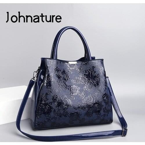 Johnature Women Bag 2021 New Autumn Winter Fashion Large Capacity Handbag Versatile Embossed Leisure Shoulder & Crossbody Bags