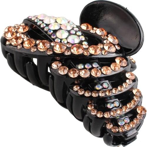 Ladies Rhinestone Colorful Hair Claw Crab Women Clamp Hair pins Shny Flower Blingbling Female Headwear Crystal Hairclips