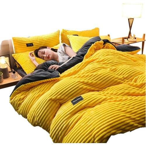 1PCS plain thick flannel warm bedding set Duvet cover Bed sheets pillowcases Magic Fleece Home Bed Linens