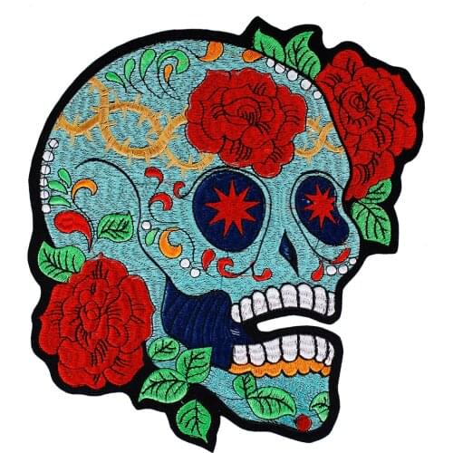 10pieces Fashion Skull Rose Embroidery Patches Iron on Applique Back Patches Sticker Garment Bags Badge Crafts