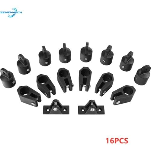 16 PCS Marine Yacht Accessories Universal Boat Nylon Fittings Hardware Set Black Fits 3 Bow Bimini Top Lightweight And Durable