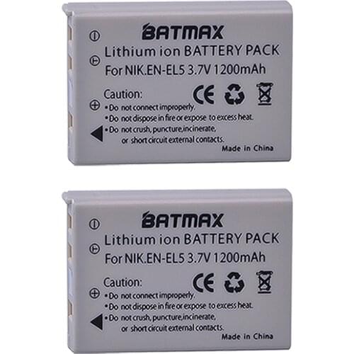 2pcs 3.7v 1200mAh EN-EL5 EN EL5 ENEL5 batteries Li-ion Camera Battery For Nikon Coolpix P90 P100 P500 P510 P520