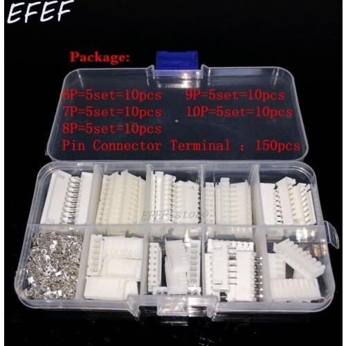 250pcs XH2.54 6p 7p 8p 9pin 10pin 2.54mm Pitch Terminal Kit / Housing / Pin Header JST Connector Wire Connectors Adaptor XH Kits