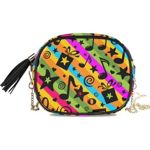 ALAZA Rainbow Music Notes Leather Crossbody Bags For Women 2021 Travel Handbag Fashion Simple Shoulder Messenger Bag Ladies
