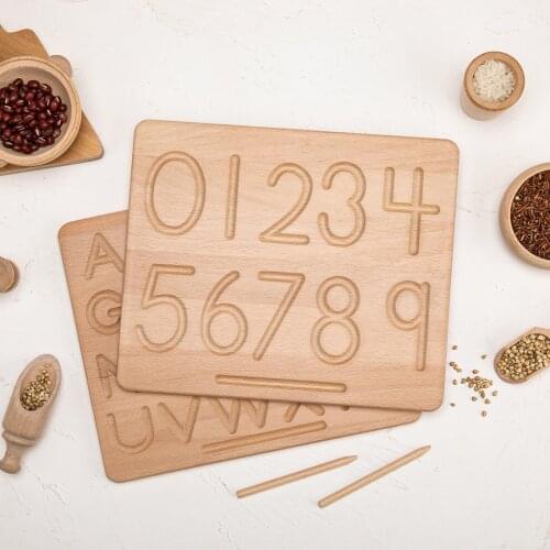 Alphabet Wood Montessori Tracing Board Wood Double Sided Letters Digital Board Early Childhood Education Toys Childrens Gift