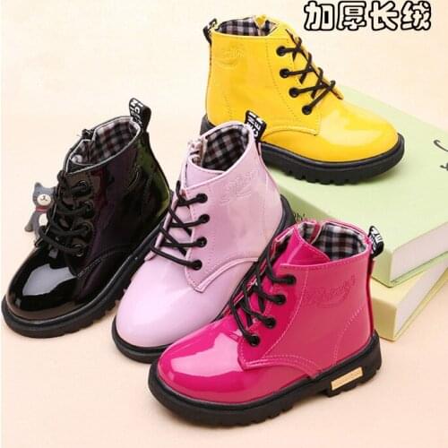 2020 New Winter Children Shoes PU Leather Waterproof Martin Boots Kids Snow Boots Brand Girls Boys Boots Fashion Kids Sneakers
