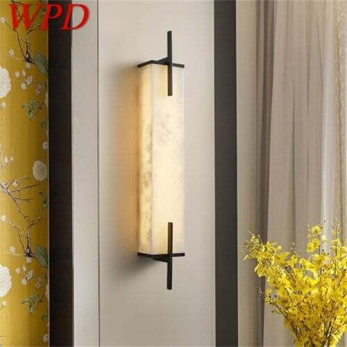 WPD Brass Indoor Sconce Wall Lights Modern Bedroom Luxury Marble LED Lamp Design Balcony For Home Corridor