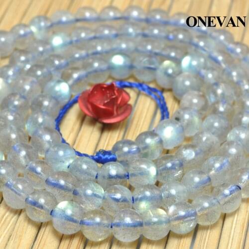 ONEVAN Natural Flash Labradorite Beads 4mm Smooth Loose Stone Bracelet Necklace Jewelry Making Diy Accessories Gift Design