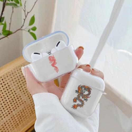 Cute Cartoon Red Dragon Headphone Case For Apple AirPods 1 2 3 Pro Box For Air Pods Silicone Wireless Charging Earphone Cover