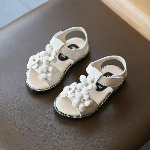 2020 Summer baby Girls Sandals flowers princess Shoes Kids Soft bottom Toddler shoes For Little girls pink white 1 2 3 4 5 6 7T