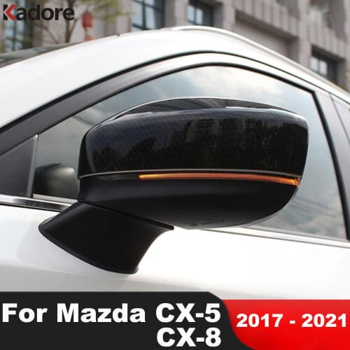 For Mazda CX-5 CX5 KF CX-8 CX8 2017-2019 2020 2021 Carbon Fiber Side Door Rearview Mirror Cover Trim Car Styling Accessories
