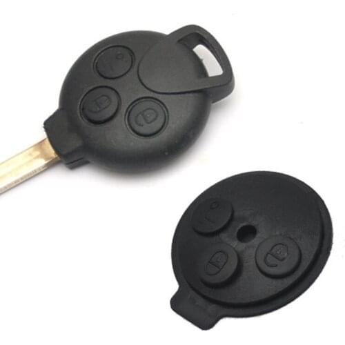 For Smart fortwo 2009 2010 2011 2012 2013 2014 Rubber Three-button Car Key Button Replacement Black