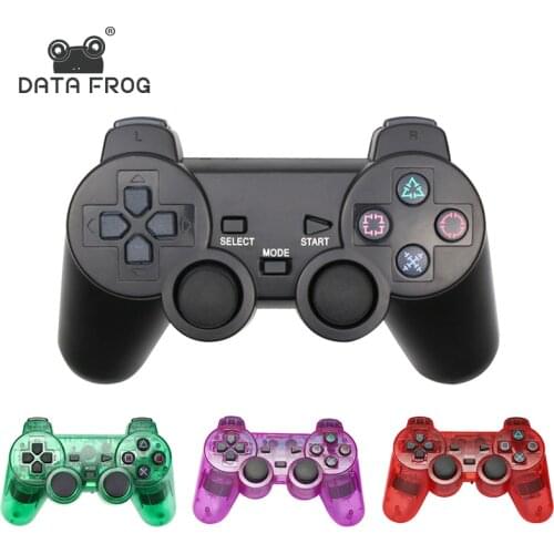 Data Frog 2.4G Wireless Gamepad For PS2 Controller Dual Vibration Wireless Gamepad for PlayStation 2 Transparent Color Joystick