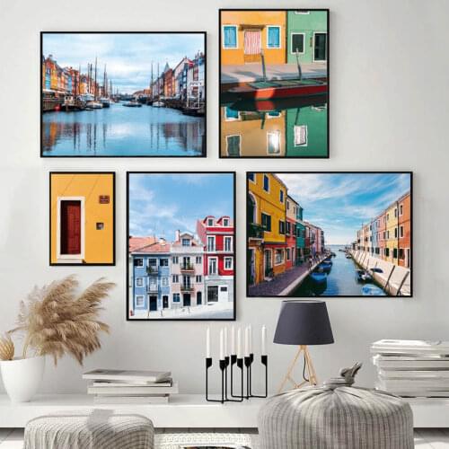 City Scenery Poster Landscape Wall Art Venice Water City Canvas Print Modern Style Decorative Picture Living Room Decoration