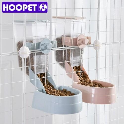 HOOPET 2L Pet Hanging Food Dispenser Multipurpose Cats Feeder Cage Device Adjusted Hangable Dog Bowl 500ML Pet Drinking Bowl