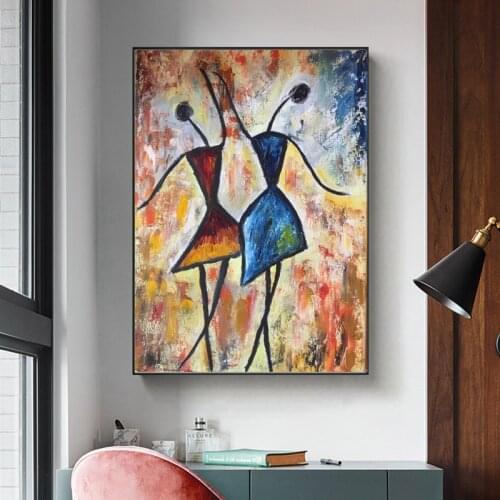 Modern Decorative Painting African Art Girls Dancing Colorful Wall Posters Abstract Pictures For Living Room Canvas Prints