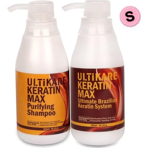 Keratin Hair Treatment Brazilian Moisturizing Straight Hair Treatment+Purifying Shampoo Repair Strong Cruly Hair care 300ml