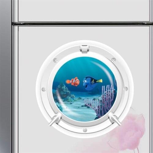 Cute DIYblue sea ocean world fish window submarine wall sticker cartoon animal mural art refrigerator washing machine home decal