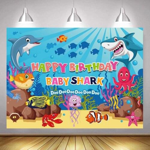 Cartoon Shark Squid Starfish Baby Undersea World Background Child Birthday Party Decoration Studio Photography Scene Cloth