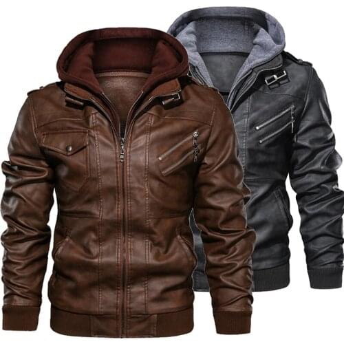2021 New Mens Outwear Autumn Male Pu Leather Jackets Motorcycle Biker Bomber Vintage Coats Plus Velvet Clothing