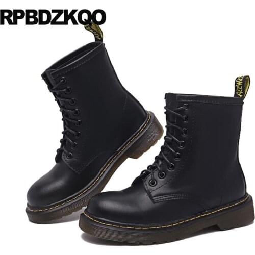 Ankle High Quality Designer Full Grain Retro Combat Boots Autumn Military Black Men Chunky Genuine Leather Shoes Lace Up Army