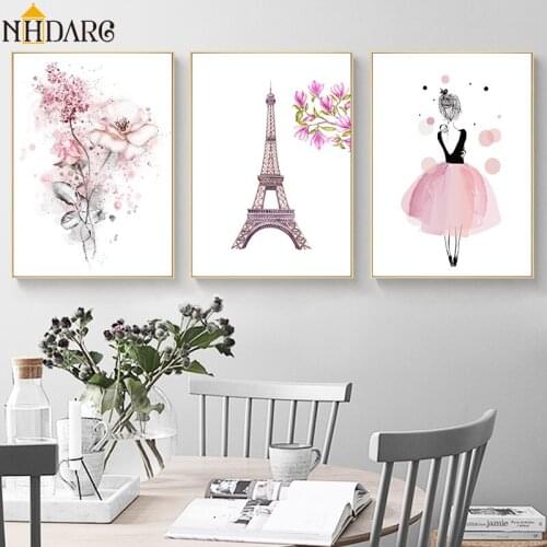 Watercolor Kawaii Cartoon Girl Posters and Prints Wall Art Canvas Painting Nordic Style Picture for Living Room Home Decor