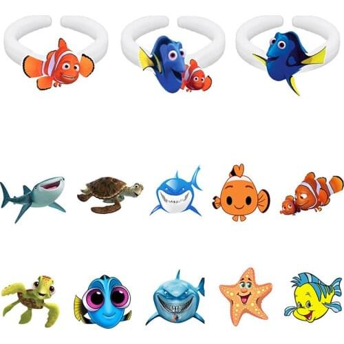Disney Clown Fish Ma Lin And His Friends New Funny And Cute Acrylic Resin Cartoon Animal Ring White Ring Girl Party Jewelry