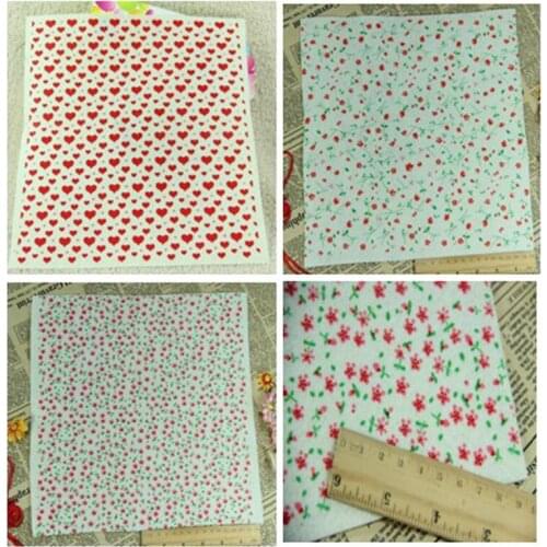 New Design Pretty Red Heart & Flower Printed Nonwoven polyester felt, Fieltro feltro 14x14cm