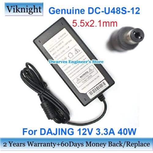 Genuine DC-U48S-12 AC Adapter Charger 12V 3.3A 5.5x2.5m For DAJING 5 INCH LCD MONITOR 24 INCH LCD TV ZVC30-12-D FSP040-1AD101