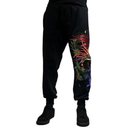 Three save six original Chinese wind colorful phoenix who heavy embroidery cotton loose big yards pants