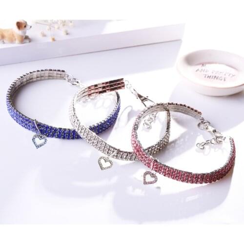 Pet Cats And Dogs Heart-Shaped Crystal Collar Cute Fashion Small And Medium Pet Products