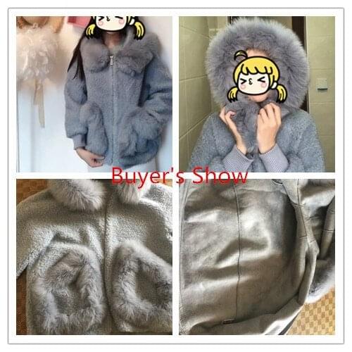 Real Fur Coat Female Fox Fur Collar 100% Wool Coats 2020 Autumn Winter Jacket Women Korean Outwear Chaqueta Mujer MY3643