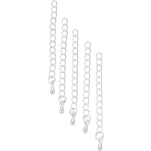 Pandahall 20 Stands Silver Plated Brass Extender Chain with Drop Charms for Bracelet Necklace Jewelry Making 50~58x3.5mm F70