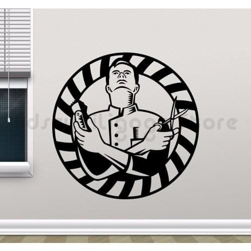 Barber Shop Wall Decal Removable Vinyl Salon Wall Sticker Decor Barber Shop Decoration Hair Salon Shop Wall Art MuralQ605