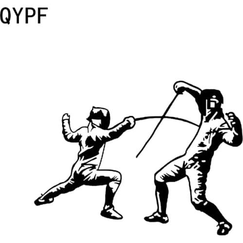 QYPF 14.5*10.8CM Sport Fencing Combat Car Sticker Vinyl Silhouette Accessories Extreme Movement C16-0982