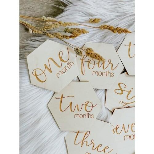 Hexagon Baby Milestone Cards ,Commemorate Baby Birth Monthly Recording Cards Newborn Infant Shower Gifts Photography Props