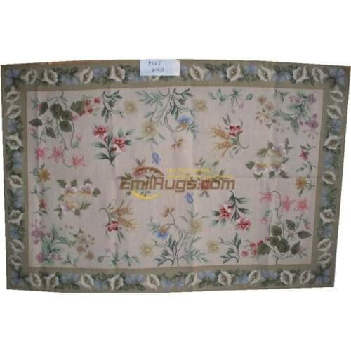 Old Hand-made Traditional Wool Needle-point Carpet Vintage Royal Design With Floral Embroidery Points New Listing