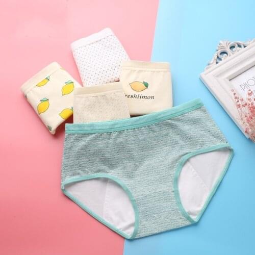 Young Girl Menstrual Period Panties Women Leakproof Cotton Physiological Ladies Cartoon Print Briefs Modal Seamless Underwear