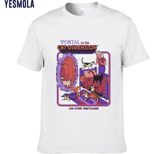 YESMOLA Womens T Shirt Portal to the Cat Dimension Cotton Funny Satanism Halloween T- Shirt Harajuku Top Tees Female Clothing