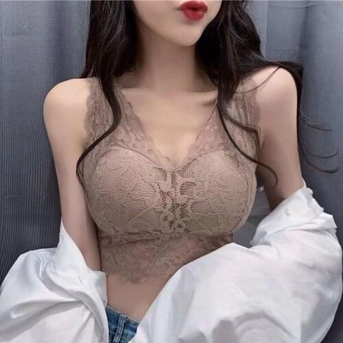 2020 New Arrival Sexy V neck Lace Bras For Women Brassiere Push Up Padded Bra Nylon Seamless Comfortable Bralette Lingerie Bra