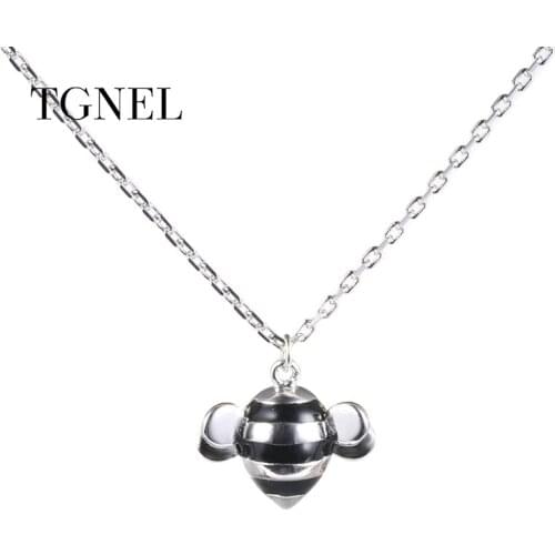 TGNEL S925 Sterling Silver Necklace Pendants Silver Color Fine Jewelry Cute Bee Jewelry Women Lovely Animal 925 Silver Jewelry
