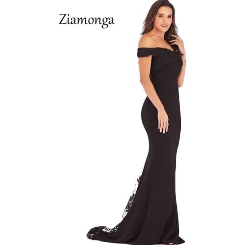 Ziamonga Elegant Evening Gown Vestidos Long Lace Dress Sexy Mermaid Bodycon Dress Robe Longue Prom Gowns Gormal Party Dresses