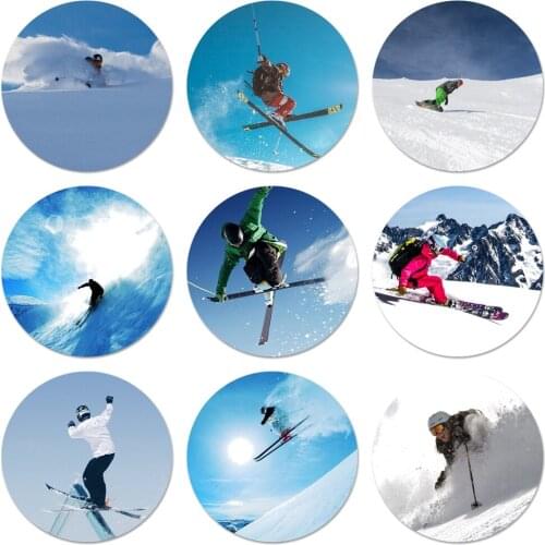 Skiing Snow Snowboard Skis Icons Pins Badge Decoration Brooches Metal Badges For Clothes Backpack Decoration