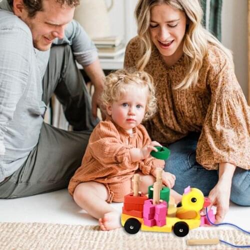 1pc Baby Educational Toys Wooden Color Drag Push Cart Toy Early Babies Education Montessori Benefit Intellectual Wooden Toys