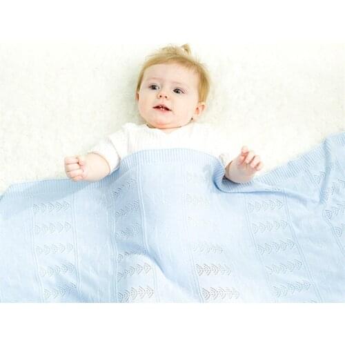 100*80cm Infant Woolen Blanket Swaddling 100% Organic Cotton Knitted Carpet For Trolley Newborn Baby Boys Girls Siesta Blankets