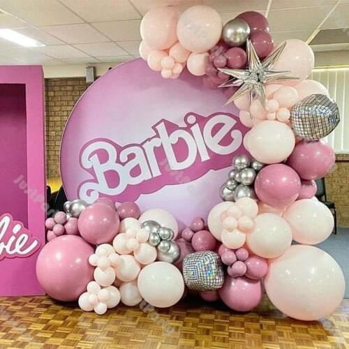 120pcs Doubled Blush Nude Balloon Garland Birthday Party Decoration Wedding Baby Shower Decor Double Pink Chrome Silver Ballon
